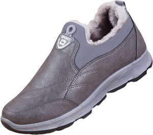 Мужские кожаные водонепроницаемые ортопедические лоферы, зимние утепленные ботинки на меху, ботинки до щиколотки, противоскользящие термальные снегоступы Zplmide, серый