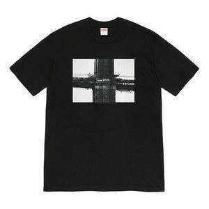 Футболка fw19 week 17 bridge tee graffiti printing short sleeve black Supreme, черный