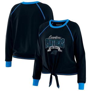 Женский топ с длинными рукавами и завязкой Carolina Panthers черный/синий Wear By Erin Andrews