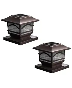Солнечные светильники для столбов, колпаков заборов и перил террасы - 2 лампы Maxsa Innovations, brown