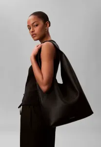 Мягкая сумка-тоут среднего размера из фактурной габлочной ткани Calvin Klein, Black