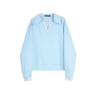 ELLE Свитшот Women's Blue Lapel Moderate Mock Two Piece