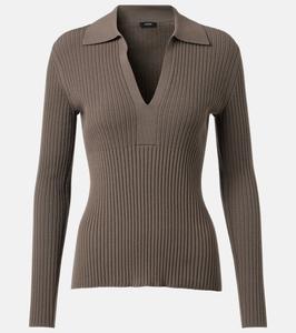 Рубашка-поло из шерсти в рубчик Joseph, Mushroom