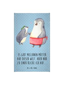 Mr. & Mrs. Panda Пингвин из полотенца с ребенком и надписью пастельно-голубого цвета