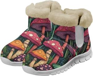 Женские теплые снежные ботинки Jeiento, удобные пушистые ботинки для треккинга, прогулок и бега, противоскользящие плоские ботинки, Forest Mushroom