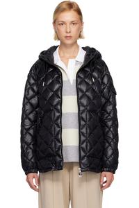 Пуховая куртка с капюшоном и ромбовидной стежкой Moncler, черный