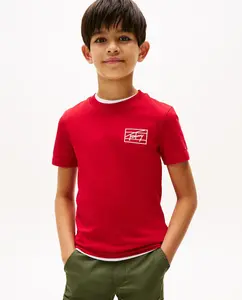 Футболка с короткими рукавами для мальчика с логотипом в стиле Варсити Tommy Hilfiger, красный