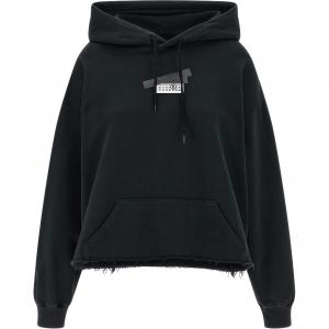 Толстовка с капюшоном из марли с бахромой Mm6 Maison Margiela, черный