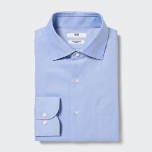 Рубашка UNIQLO Super Non Iron приталенного кроя с длинными рукавами, светло-синий
