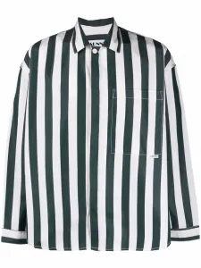 Полосатая рубашка свободного кроя Sunnei, зеленый