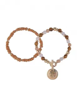 Комплект из 2 браслетов с бусинами золотистого и коричневого оттенков Rachel Rachel Roy, brown