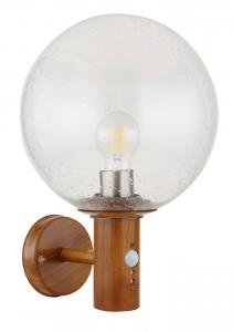 Настенный уличный светильник с датчиком движения E27, степень защиты IP44 Globo, прозрачный