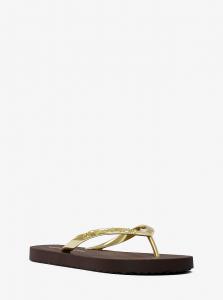 Фирменные шлепанцы с логотипом Michael Kors Outlet, коричневый