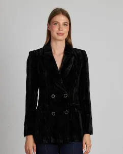 Женский однотонный бархатный блейзер с передними карманами Alma en Pena, черный