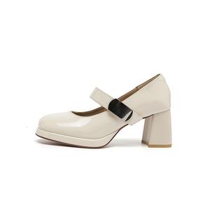 DAPHNE Туфли Мэри Джейн на массивном каблуке 6,5 см женские бежевые, цвет Beige