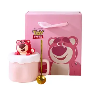 Креативная пара фарфоровых кружек, практичная кофейная кружка, женская кружка для воды Disney, Lotso Bear Q Cup 320Ml