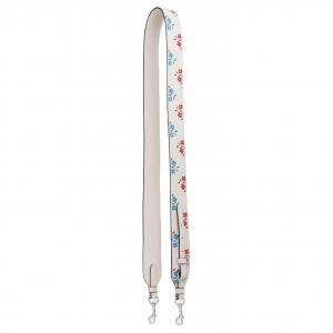 COACH Изящный кожаный ремень для сумки из галунной кожи женский серебристый и меловой мультиколор, Silver & Chalk Multicolor