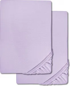 Простыня на резинке из микрофибры интерлок джерси сиреневая 90 x 190 - 100 x 200 см 180 x 200 - 200 x 200 см, двойная упаковка Sleezzze