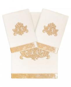 Комплект полотенец Linum Home из турецкого хлопка с украшением, 3 шт, бежевый
