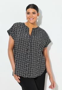 Блуза Ulla Popken ZIGZAG CAP SLEEVE, Black