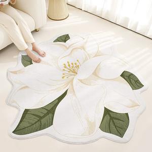 Budis Ковер 160 см для гостиной/кабинета, круглый, с цветочным узором, для кресла