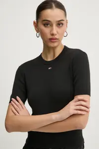 Хлопковый свитер Tommy Jeans, черный