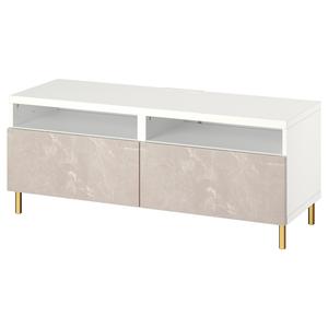 Тумба под ТВ Ikea Bestå с ящиками, 120x42x48 см, белый / бежевый