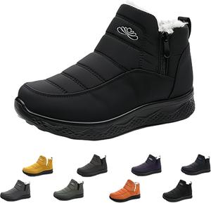 Женские теплые зимние ботинки, удобная теплая подкладка, водонепроницаемые и противоскользящие уличные сапоги без шнурков Generic, Black