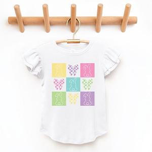 Футболка с рукавами-фонариками в клетку с силуэтом кролика The Juniper Shop, White