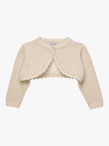 Детский укороченный кардиган из шерстяной смеси Trotters, Gold Sparkle