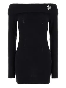 Мини-платье с украшениями и открытыми плечами Blumarine, черный