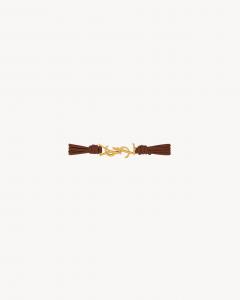 Кожаный многорядный браслет Cassandre Saint Laurent, коричневый