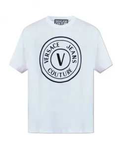 Футболка с принтом, имитирующим бархатистую поверхность. Versace Jeans Couture, белый