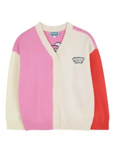 Кардиган в стиле колор-блок Kenzo Kids, розовый