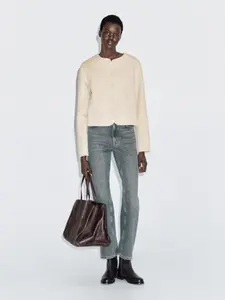 Короткая куртка из смесовой шерсти Massimo Dutti, кремовый