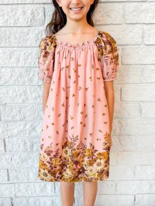 Платье Viktoria с пышными рукавами и принтом, розовое Sea