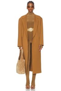 Двубортное пальто оверсайз до середины икры Norma Kamali, бронза
