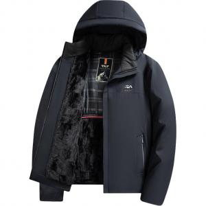 Куртка мужская с отстегивающимся капюшоном на флисовой подкладке Others VanCamel, темно-синий