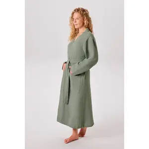 Мой домашний халат Bademantel Juna Musselin, идеально для сауны и спа, гостиничный халат, утренний халат 1 шт., современный, легкий, 100% хлопок My Home, Salbei