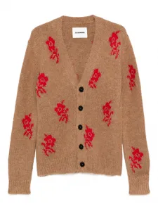 Кардиган с розовыми деталями JIL SANDER, коричневый