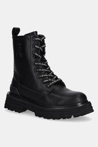 Детские кожаные рабочие ботинки Patrizia Pepe, черный