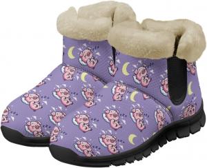 Женские зимние сапоги Jeiento Cartoon Pig с теплой внутренней отделкой, уютные обувь для женщин, Sleeping Pig Moon
