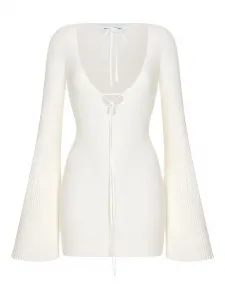 Платье мини в рубчик KOROBEYNIKOV, белый