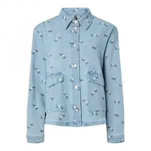 Рубашка с длинным рукавом Pieces Flora Denim Emb, синий