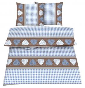 Комплект постельного белья из микрофибры, 3 предмета, комплект постельного белья, пододеяльник большого размера 200х220, 2 наволочки 80х80, клетка в клетку, НОВИНКА, коричнево-синий, загородный дом Optidream