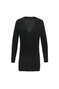 Удлиненный вязаный кардиган с V-образным вырезом Premier, черный