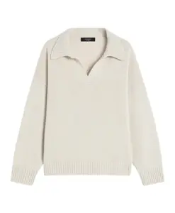 Свитер-Поло с V-образным вырезом Weekend Max Mara, бежевый