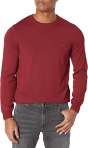 BOSS Мужской свитер с круглым вырезом и ребристыми манжетами, Cabernet Red