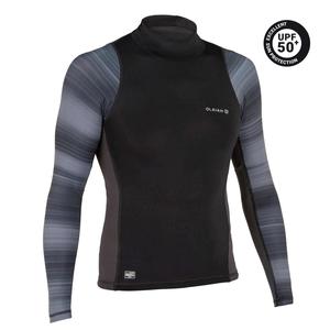 Мужская футболка для серфинга с длинными рукавами и защитой от ультрафиолета 500 - черная Olaian