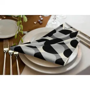 Салфетка из тканиа Круги GOTS органическая, сертифицировано CERES 0242. Сделано в Германии Adam, темно-серый/светло-серый/черный